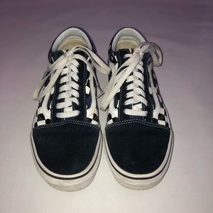 ❌SOLD - Blue checkered flames vans!